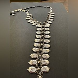 Long silver necklace